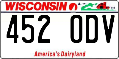 WI license plate 452ODV
