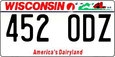 WI license plate 452ODZ