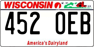 WI license plate 452OEB