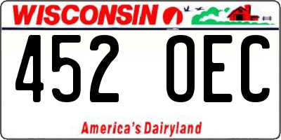 WI license plate 452OEC