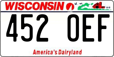 WI license plate 452OEF