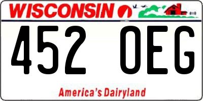 WI license plate 452OEG