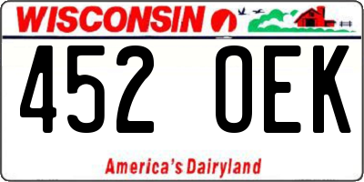 WI license plate 452OEK
