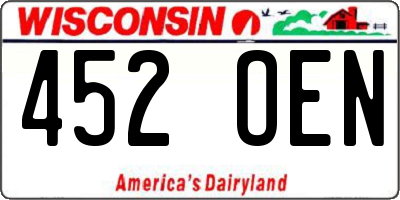WI license plate 452OEN