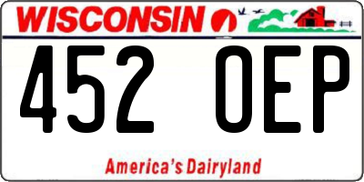 WI license plate 452OEP