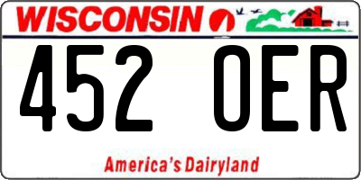 WI license plate 452OER