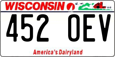 WI license plate 452OEV