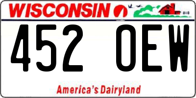 WI license plate 452OEW