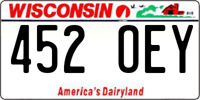 WI license plate 452OEY