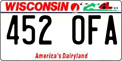 WI license plate 452OFA