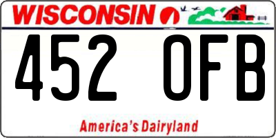 WI license plate 452OFB