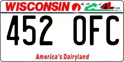 WI license plate 452OFC