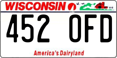 WI license plate 452OFD