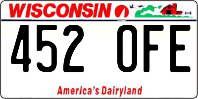 WI license plate 452OFE