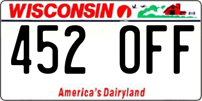 WI license plate 452OFF