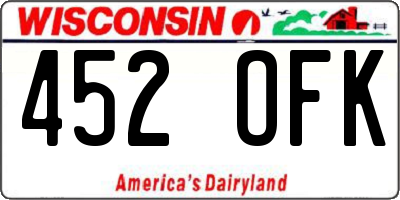 WI license plate 452OFK