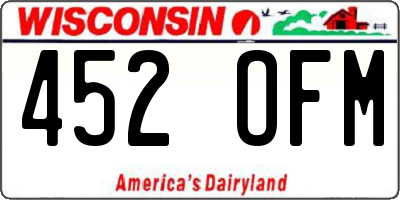 WI license plate 452OFM