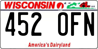 WI license plate 452OFN
