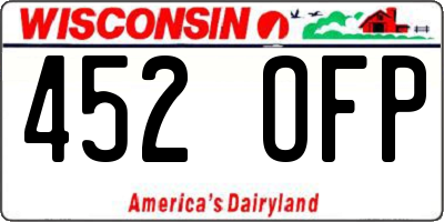 WI license plate 452OFP
