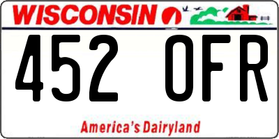 WI license plate 452OFR