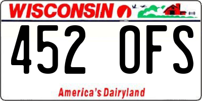 WI license plate 452OFS