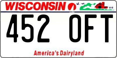 WI license plate 452OFT