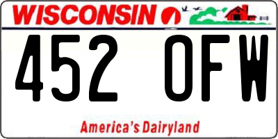WI license plate 452OFW