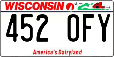 WI license plate 452OFY
