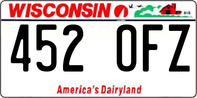 WI license plate 452OFZ