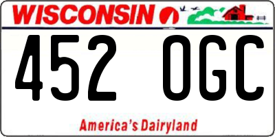 WI license plate 452OGC
