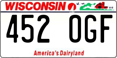 WI license plate 452OGF