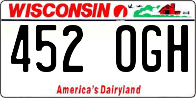 WI license plate 452OGH