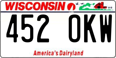 WI license plate 452OKW