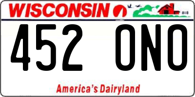 WI license plate 452ONO