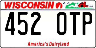 WI license plate 452OTP