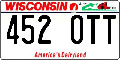 WI license plate 452OTT