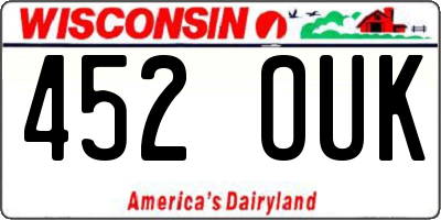 WI license plate 452OUK