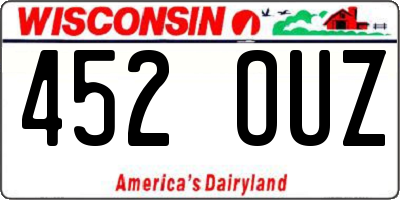 WI license plate 452OUZ