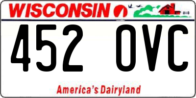 WI license plate 452OVC
