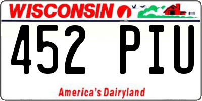 WI license plate 452PIU