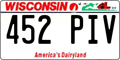 WI license plate 452PIV