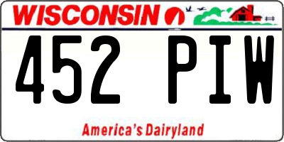 WI license plate 452PIW