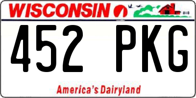WI license plate 452PKG