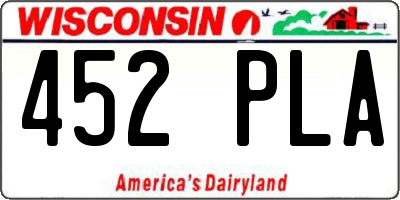 WI license plate 452PLA