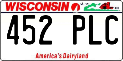 WI license plate 452PLC