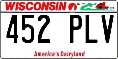 WI license plate 452PLV