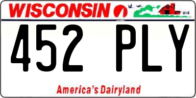WI license plate 452PLY