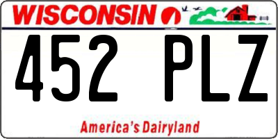 WI license plate 452PLZ