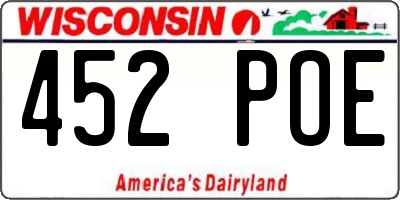 WI license plate 452POE