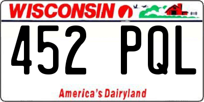 WI license plate 452PQL